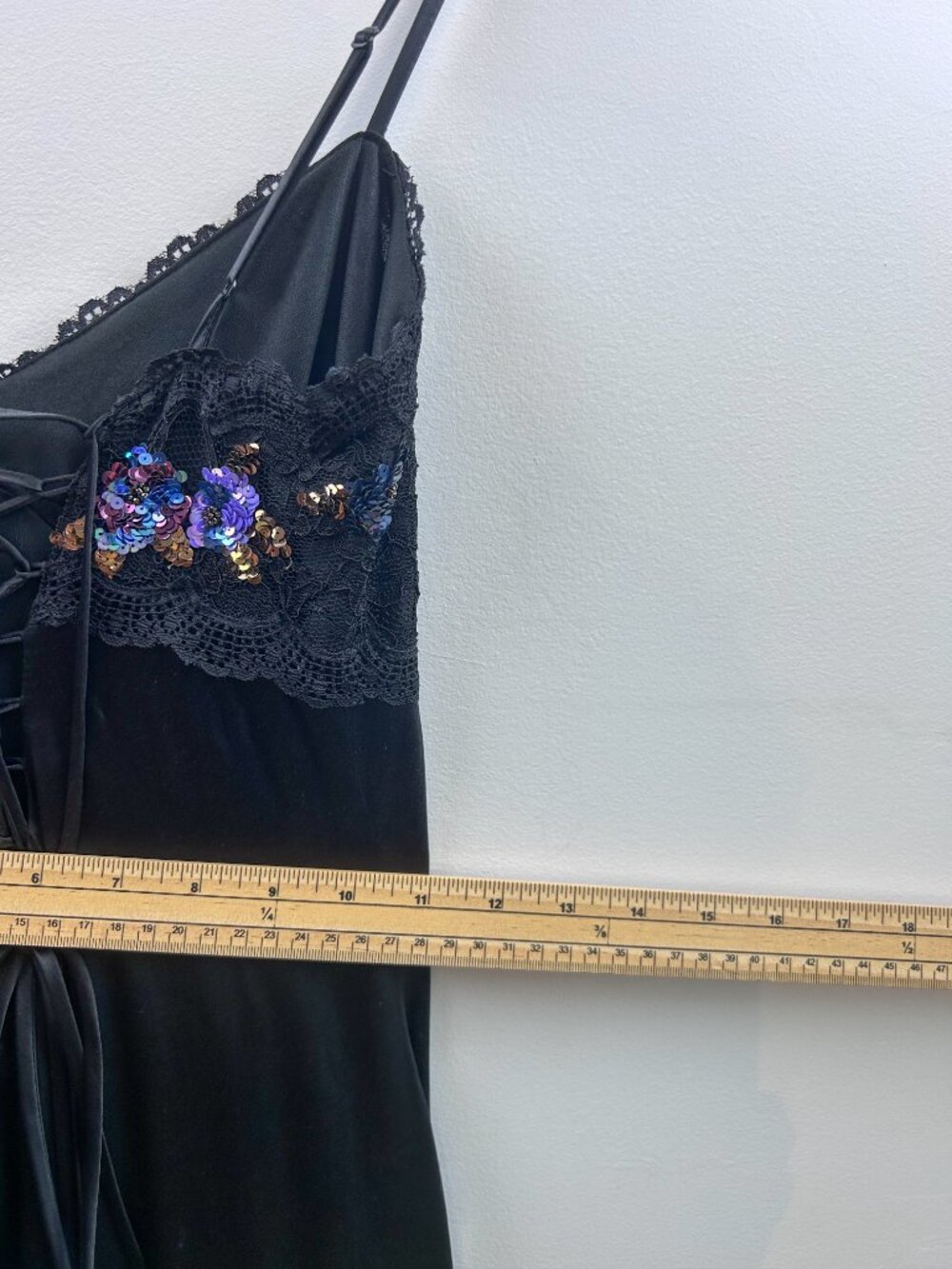 Vintage Betsey Johnson Evening Black Silk Lace-Up Back Gown, Size 4, Y2K - Picture 8 of 9